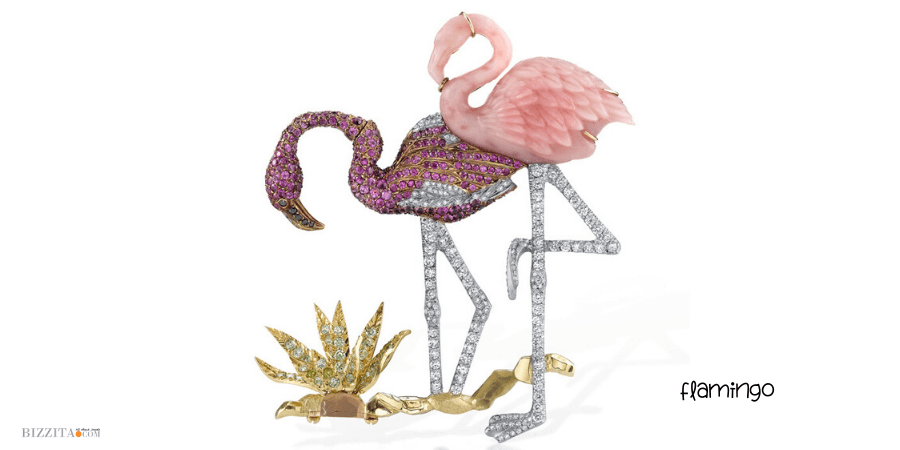 Animal jewelry ricardobasta brooch flamingo bizzita Blog.png2