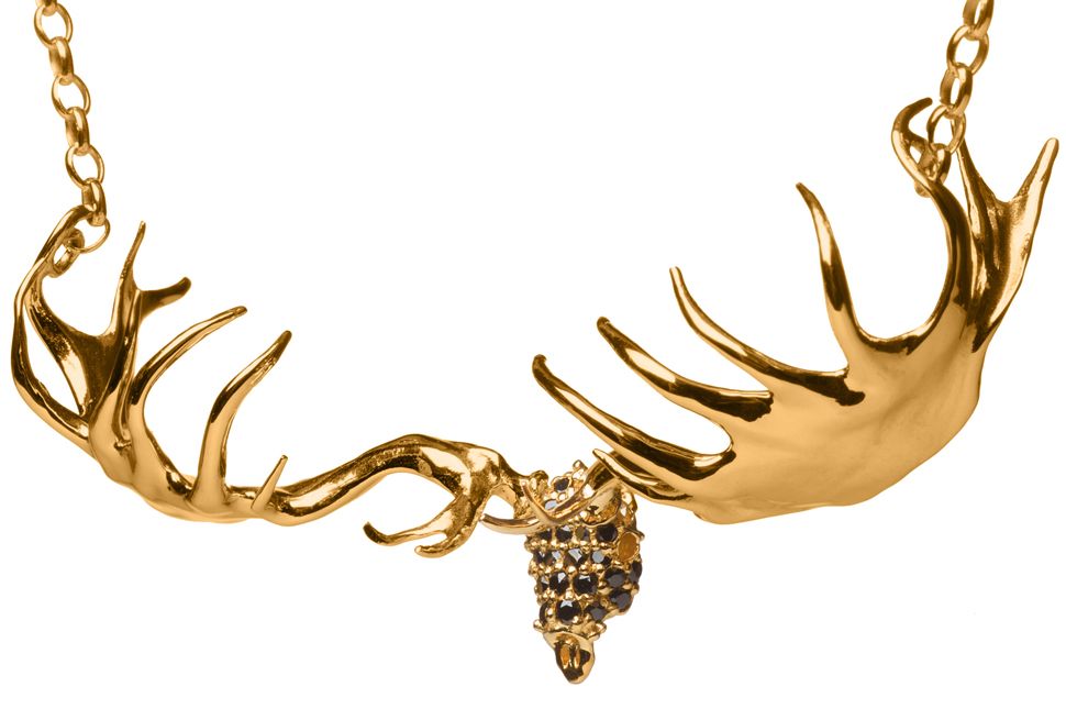 Stuart McGrath Amroura fine Jewellery designerIrish Elk Skull Necklace 