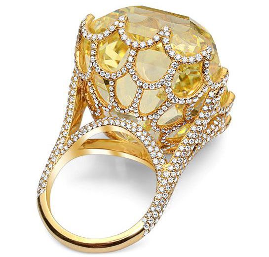 Cullinan Yellow Asscher Cut Diamond Ring