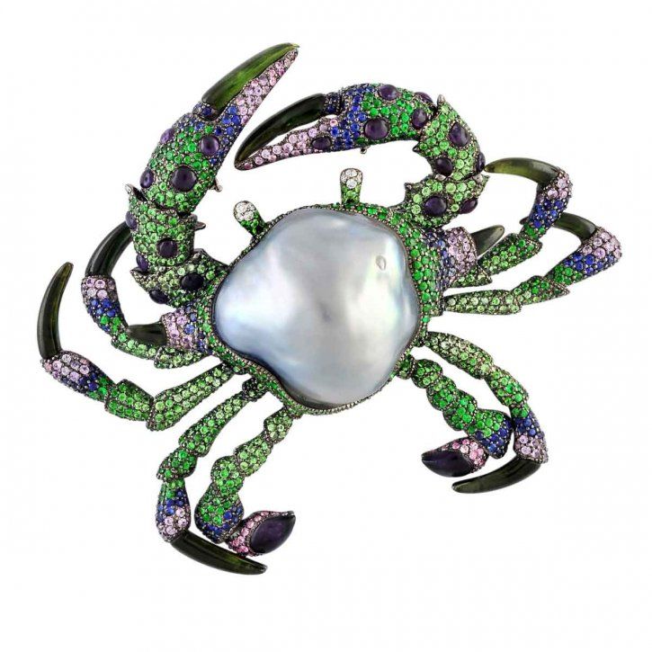 Animal jewelry Autore whitegold southsea pearl sapphires tsavorite amythisttourmalinediamonds Bizzita