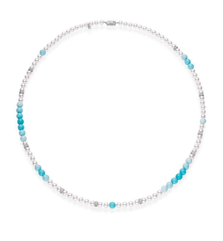 Turquoise Mikimoto Blue Sonnet turquoise and pearl necklac bizzita