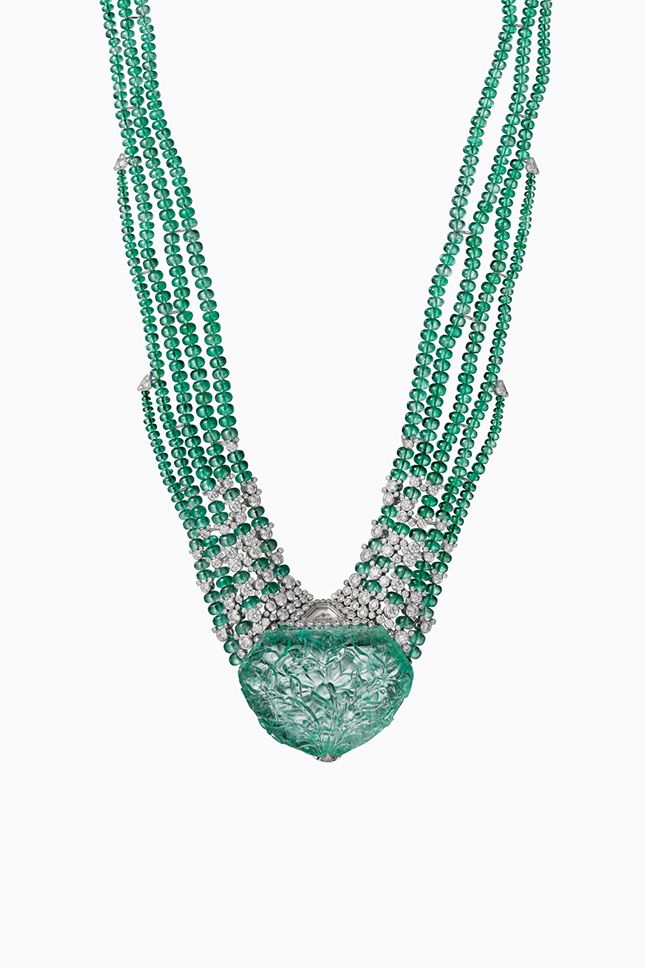 Cartier Resonances carved emerald necklace