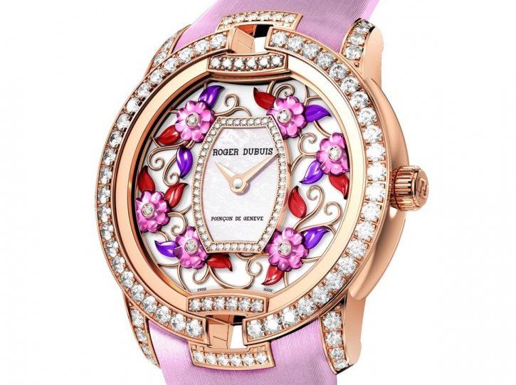 rogerdubuispink pink gold diamonds mother of pearl flowers