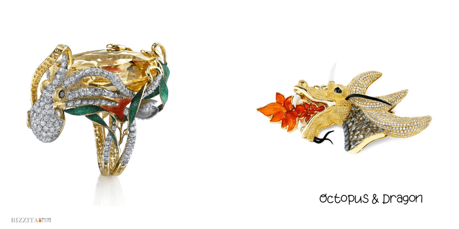 Animal jewelry ricardobasta brooch octopusringDragon bizzita Blog