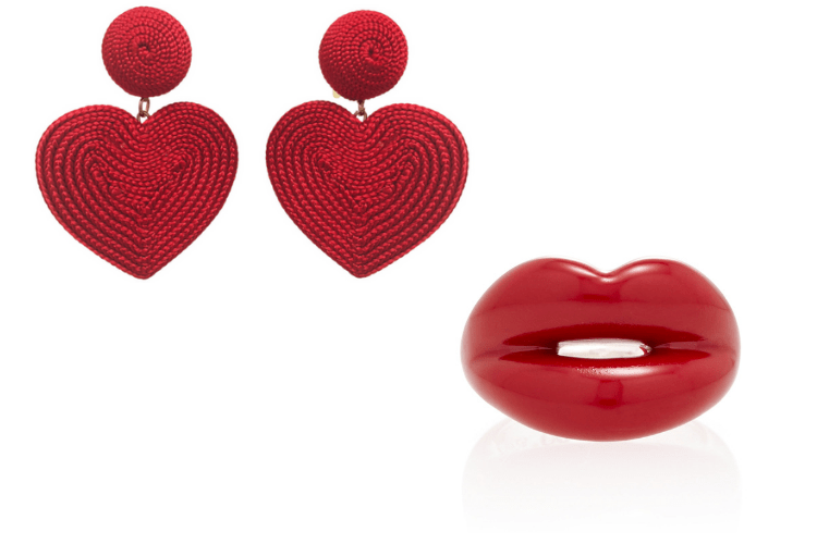 Red Jewelry Rebecca De Ravenel SolangeLips ring hearts earring