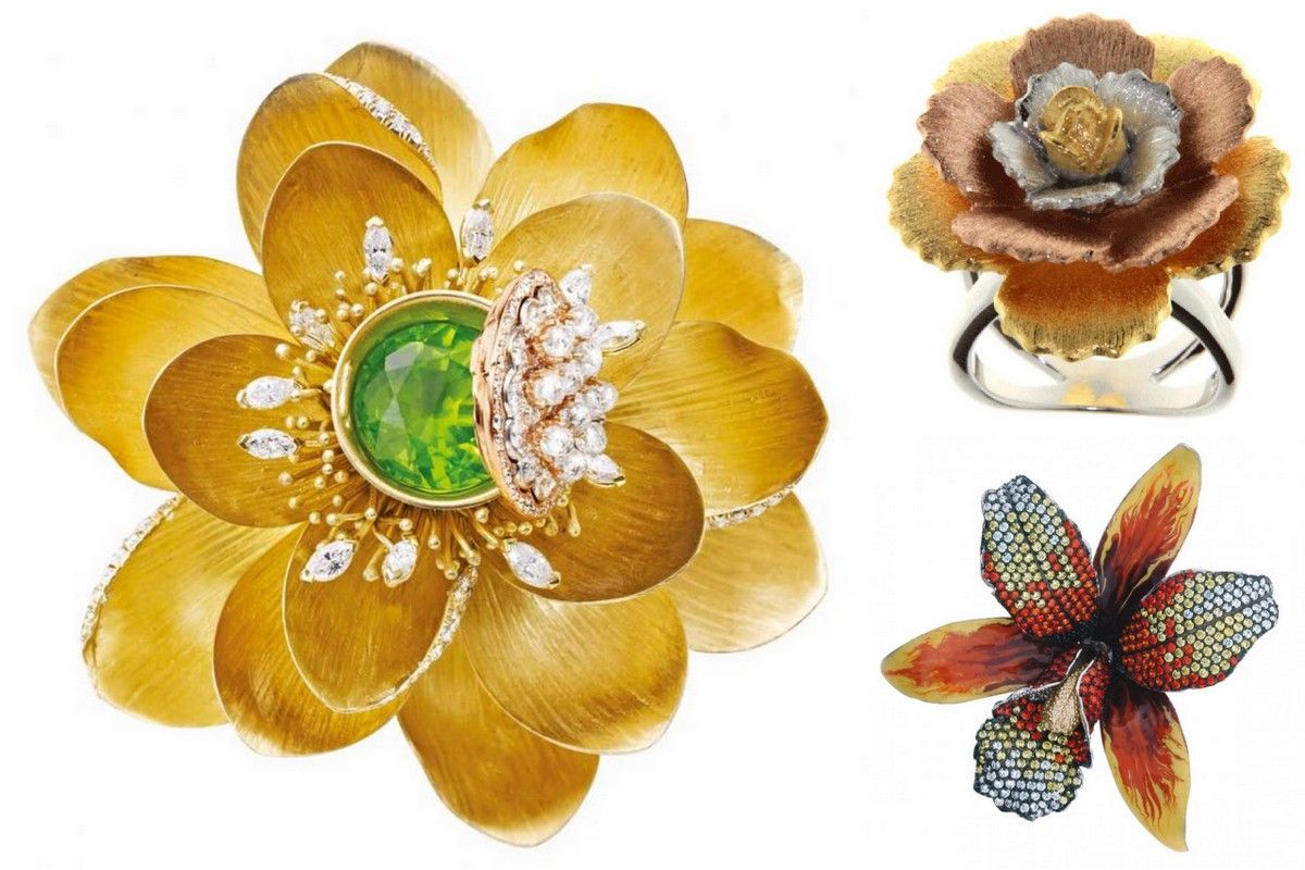 Flower jewelry Mish tworkowski Ellani ring brooch