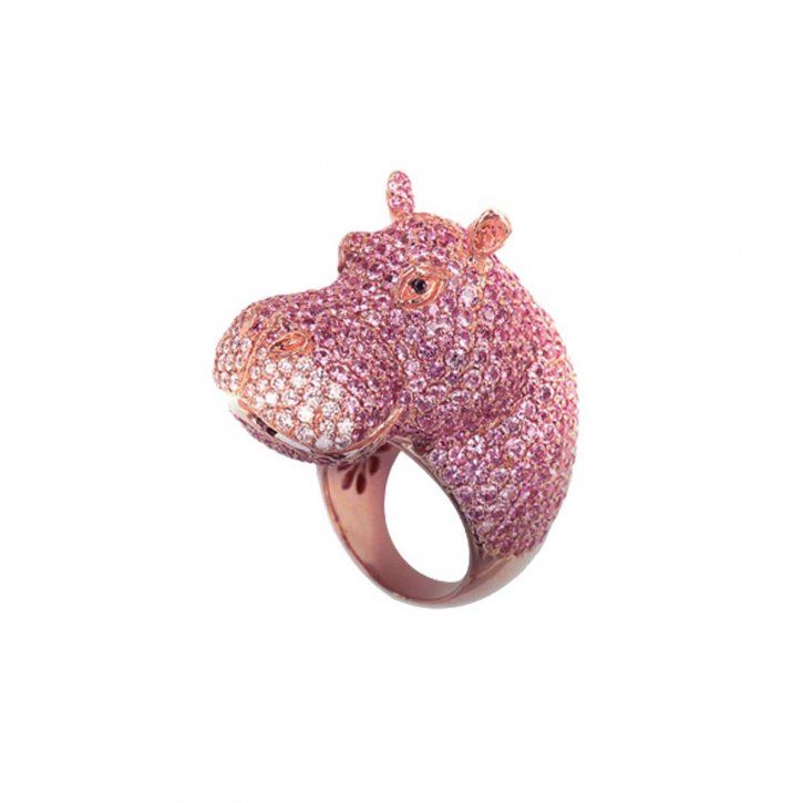 Animal jewelry OnGoing ring pink jewelry hippo Bizzita