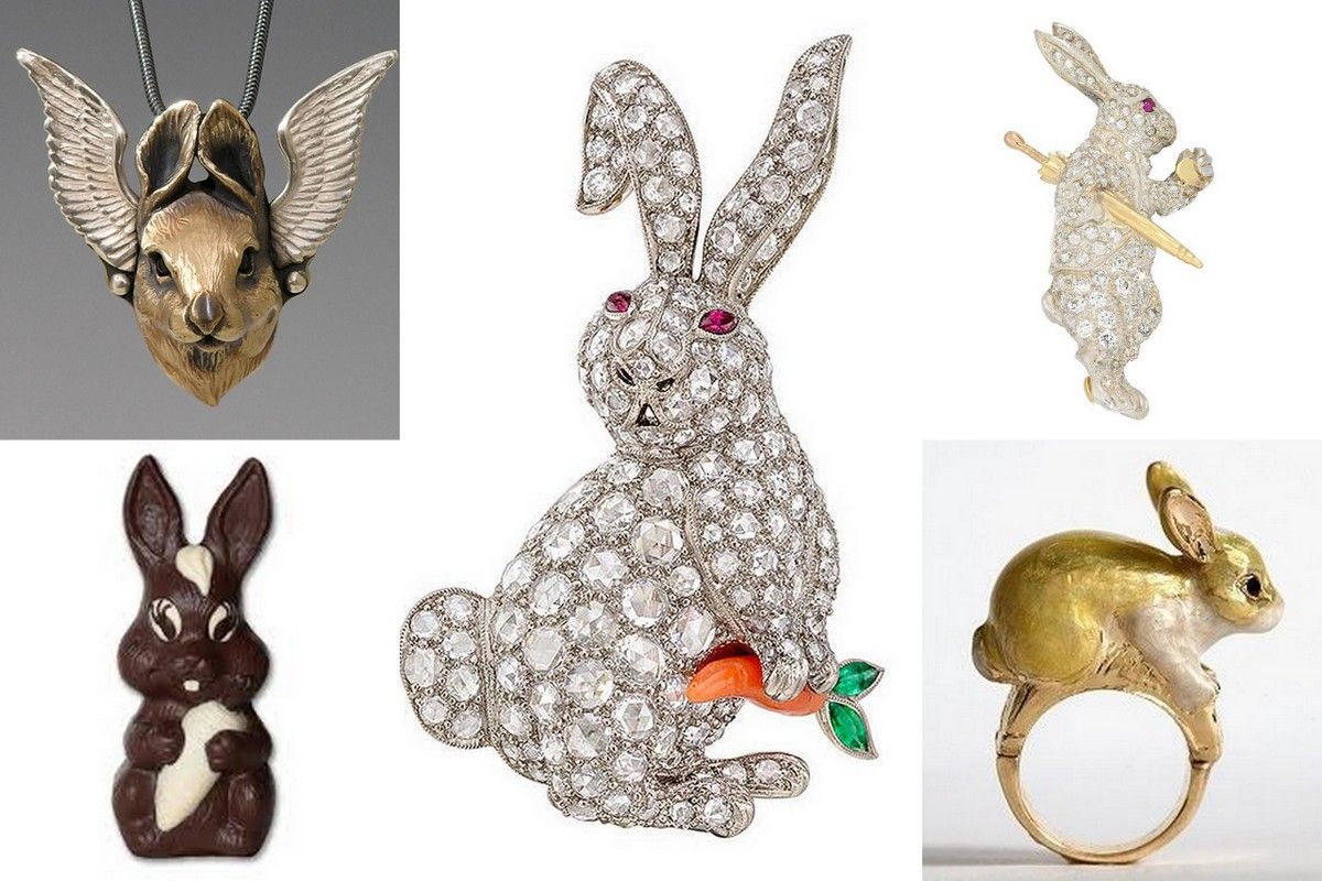 Easter bunny ring pendant necklace