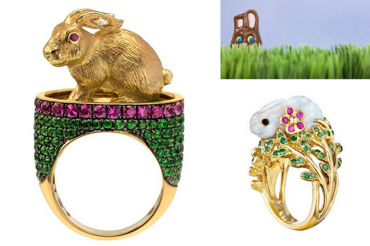 Easter bunny rings gold