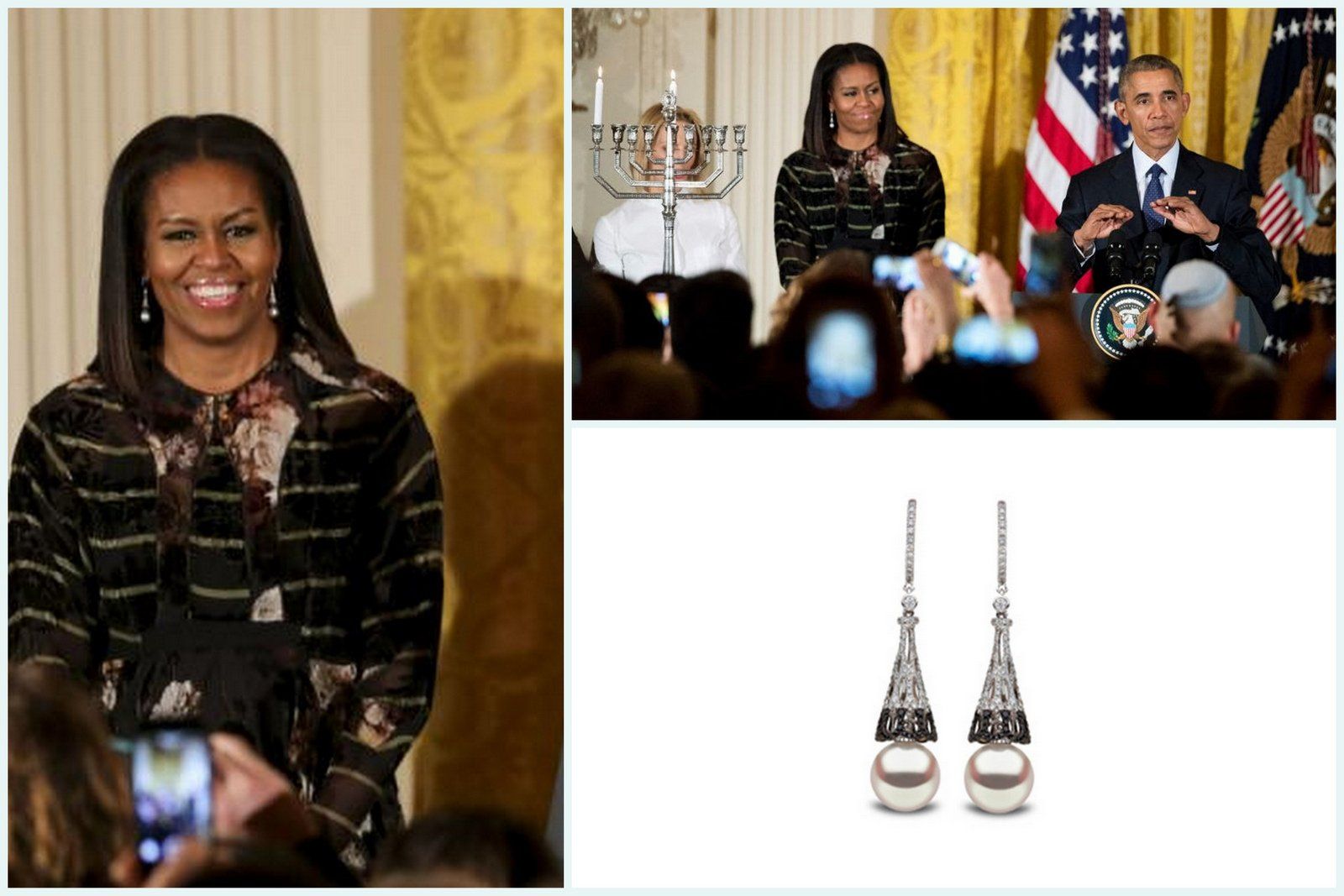 Michelle ObamaYokoLondonjewelrypearl