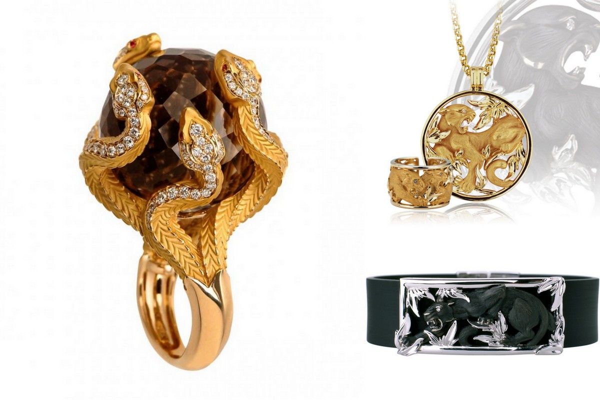 Magerit jewelry snake ring panter