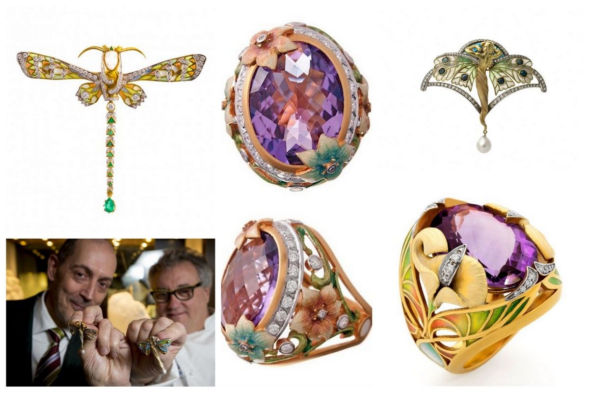 masriera joyas jewellery nouveau art enamel ring brooch