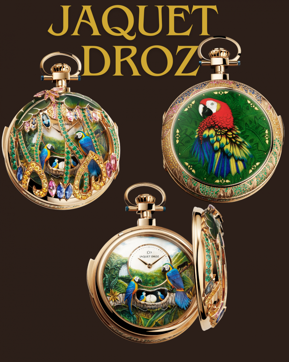 A Timeless Symphony: Jaquet Droz's Parrot Repeater Automaton Pocket Watch